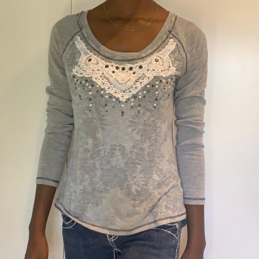 Vintage Delia’s long sleeve with lace detailing